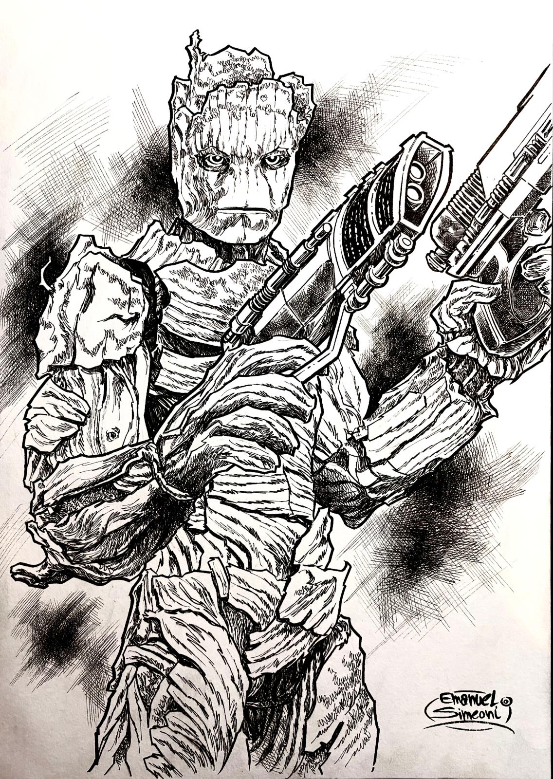 Groot Warrior - Opera d’Arte Originale di Emanuel Simeoni