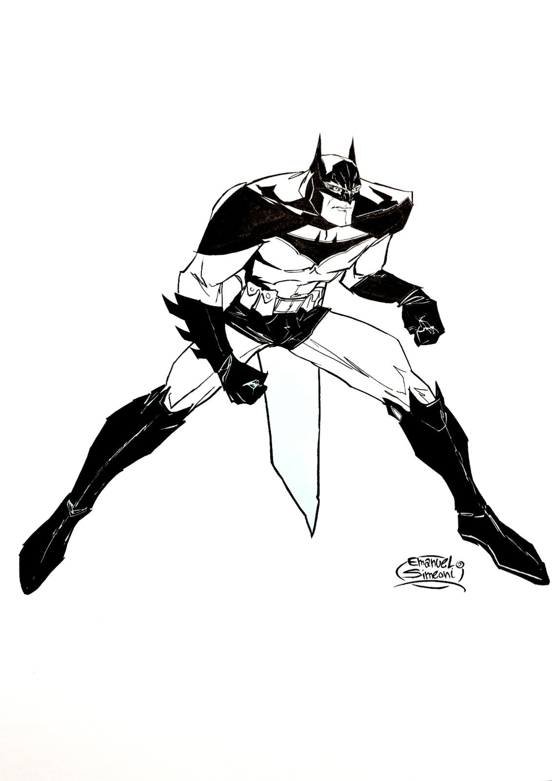 Batman in Azione - Opera d’Arte Originale di Emanuel Simeoni