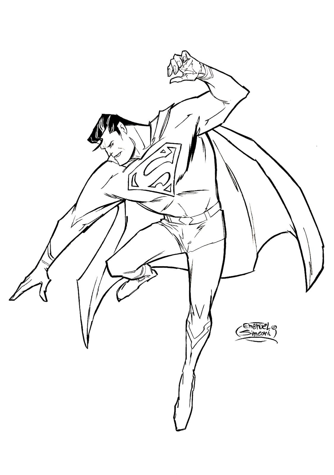 Superman in Volo - Opera d’Arte Originale di Emanuel Simeoni