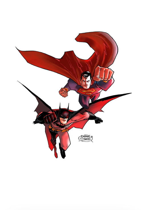 Batman & Superman - Print Art by Emanuel Simeoni