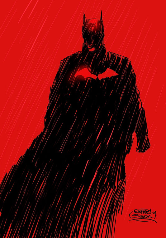 Batman nella Pioggia - Print Art by Emanuel Simeoni