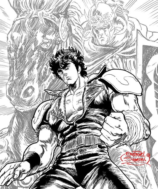 Kenshiro B&W - Print Art by Emanuel Simeoni