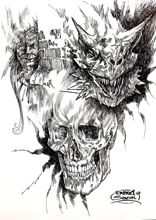 Il Drago e il Teschio - Opera d'Arte originale di Emanuel Simeoni