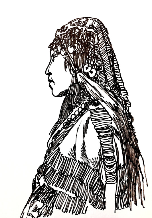 Profilo di Donna Nativa - Opera d'Arte originale di Emanuel Simeoni