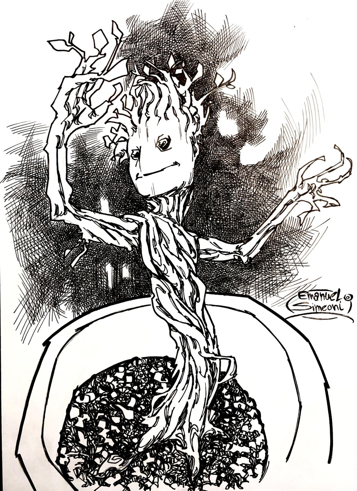 Baby Groot - Opera d’Arte Originale di Emanuel Simeoni