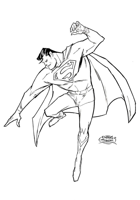 Superman in Volo - Opera d’Arte Originale di Emanuel Simeoni