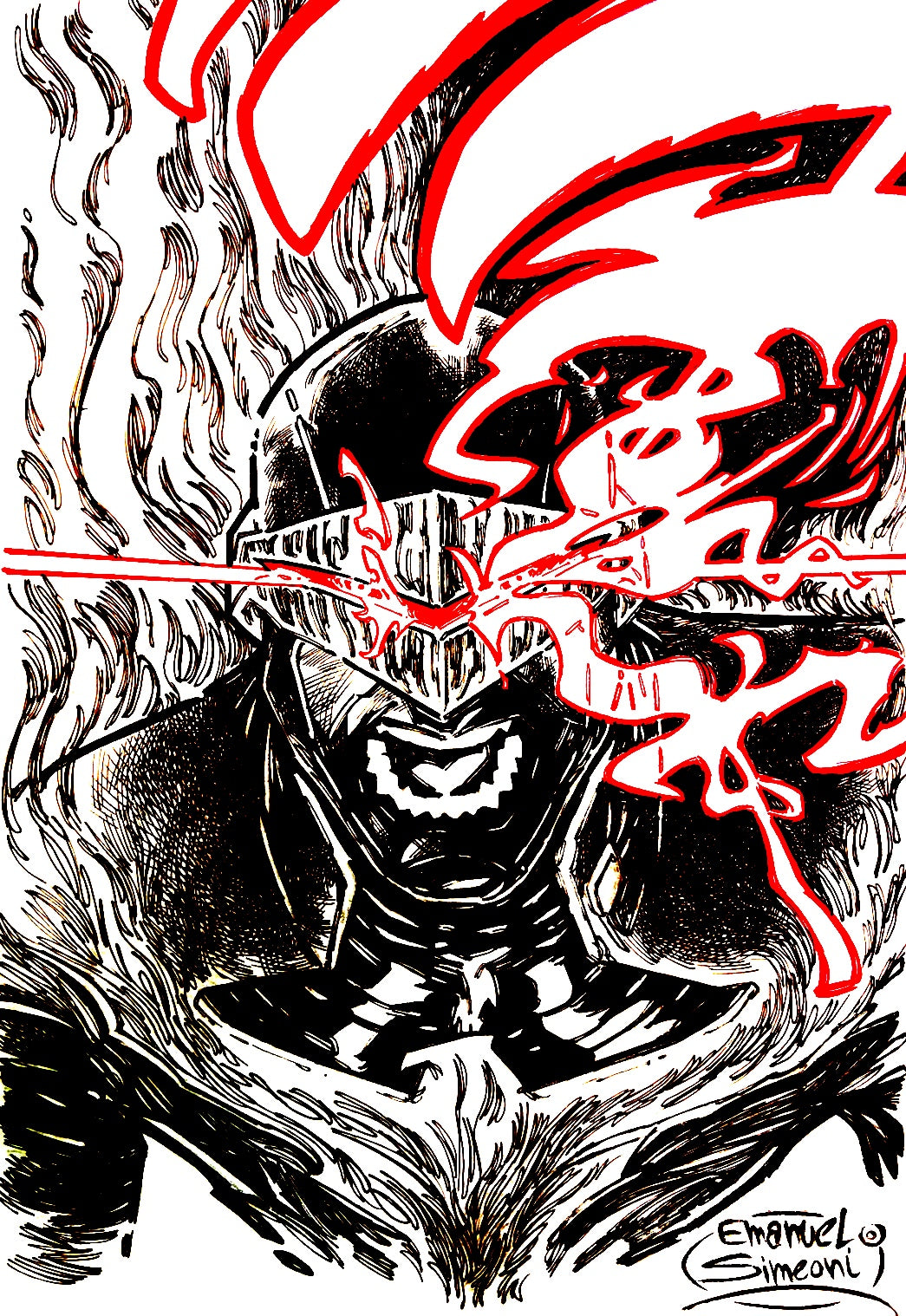 Dark Phoenix Cyclops - X-Men - Opera d'Arte Originale di Emanuel Simeoni