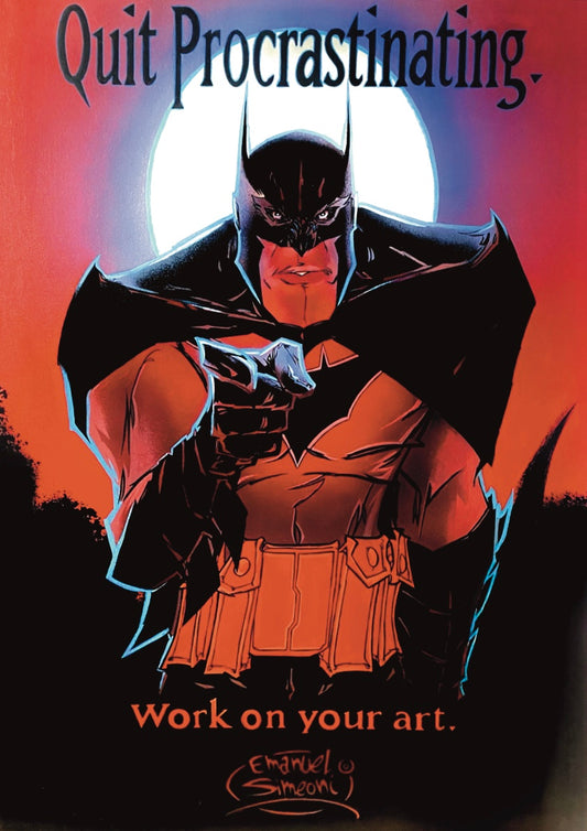 Batman - Quit Procrastinating - Opera d'Arte Originale di Emanuel Simeoni