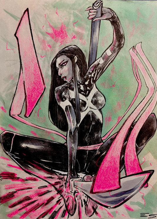 Psylocke - Opera d'Arte Originale di Emanuel Simeoni