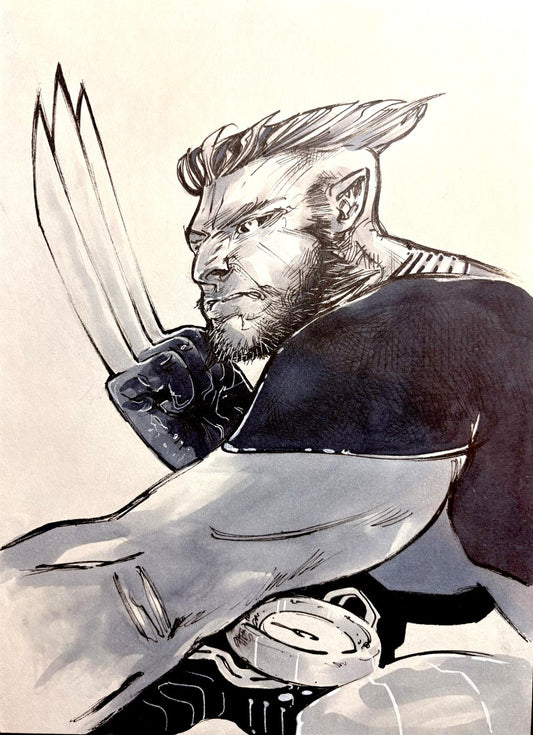 Wolverine in Moto - Opera d'Arte Originale di Emanuel Simeoni